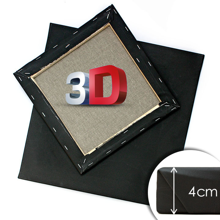 3D črno slikarsko platno na okvirju PROFI - več dimenzij