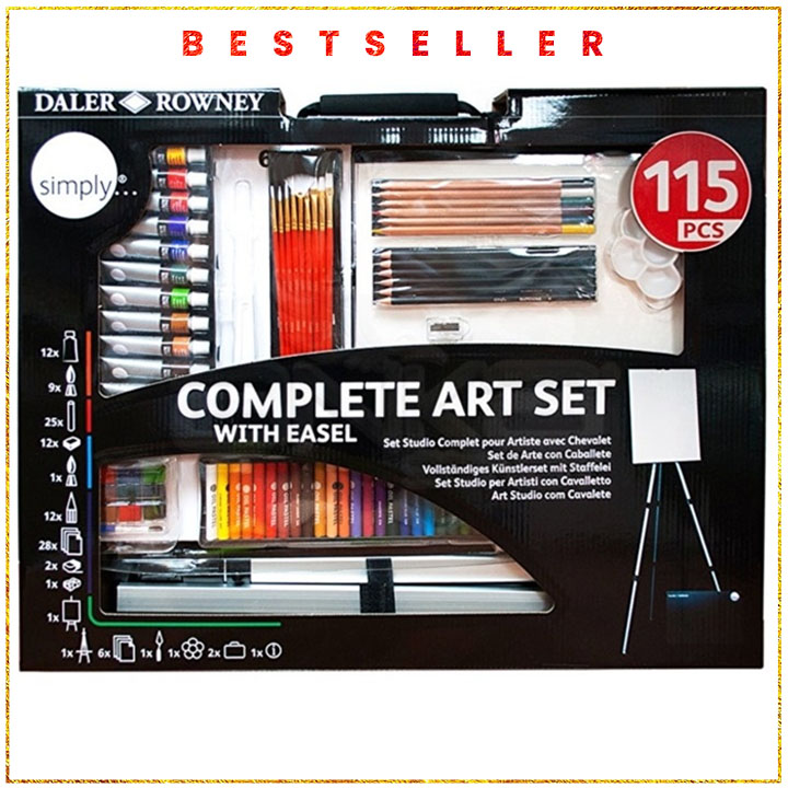 Veliki umetniški set Daler-Rowney s slikarski stojalom  | 115-delni