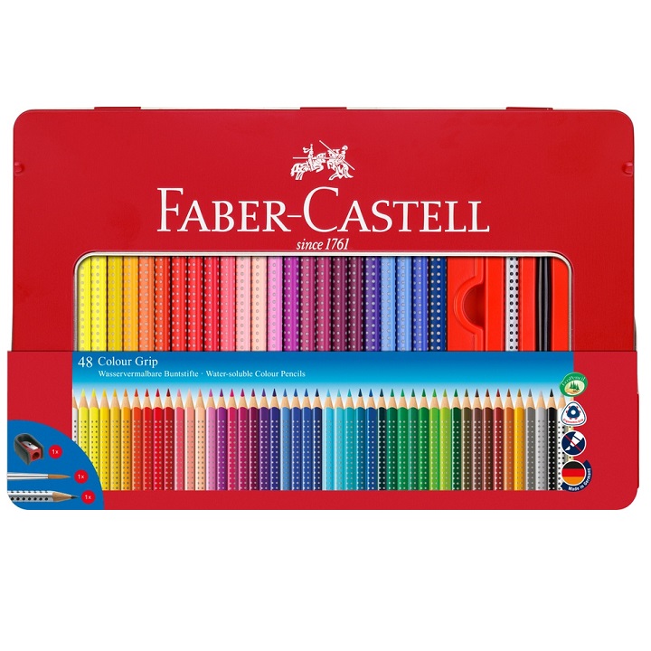Akvarelne lesene barvice Faber-Castell / Grip set 48 barv