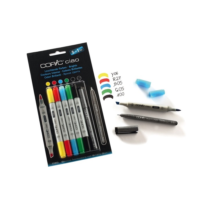 Markerji COPIC Ciao Bright Tones - set 5+1 