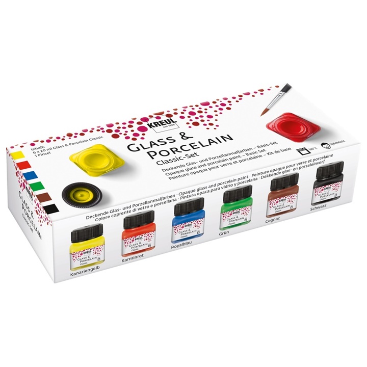 Barve za porcelan Brillant Hobby Line - set 6 x 20 ml in čopič