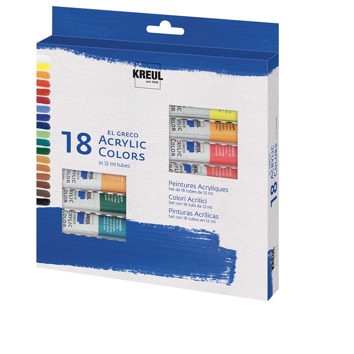 Set akrilnih barv El Greco 18 x 12 ml  