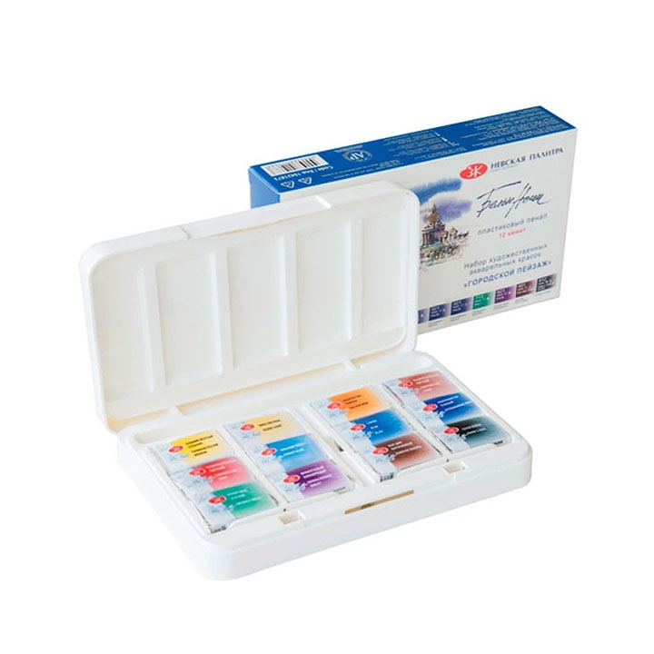 Akvarelne barve White Nights Urban Landscape v plastični škatli / 12 kosov Akvarelne barve White Nights Urban Landscape v plastični škatli / 12 kosov