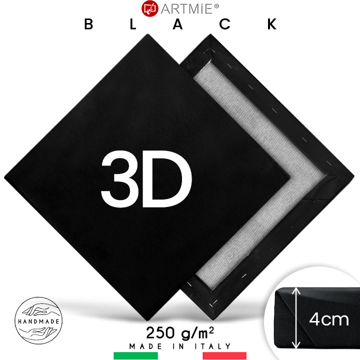 3D črno slikarsko platno na okvirju PROFI - več dimenzij