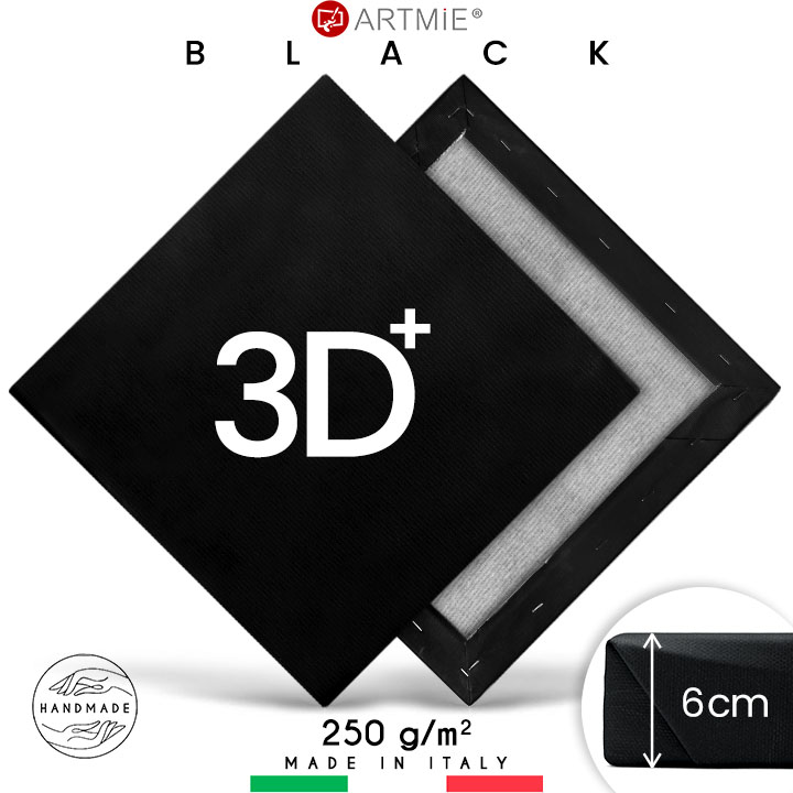 3D  Črno slikarsko platno na okvirju PROFI - različne dimenzije
