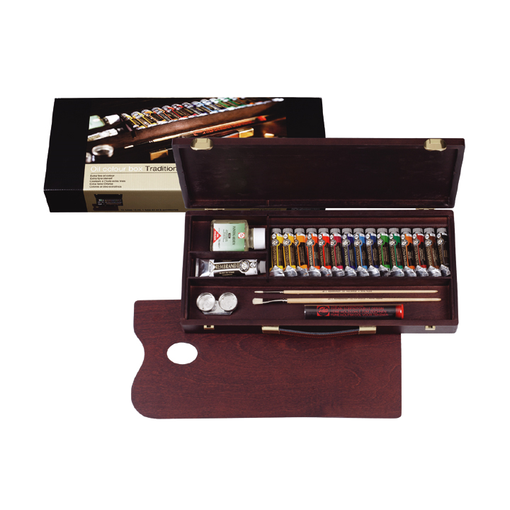 Oljne barve Rembrandt box traditional/15x15ml +1x40ml + pribor