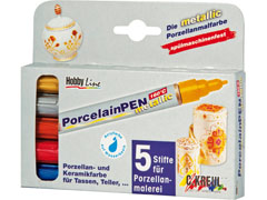 Set flomastrov za porcelan - metalik efekt 160°C  - 5 delni