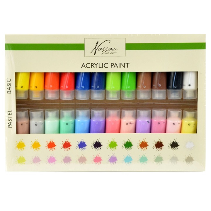 Akrilni komplet 24 x 22 ml - osnovne in pastelne barve