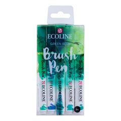 Akvarelna pisala Ecoline Brush Pen Green Blue | Komplet 5 kosov