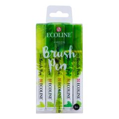 Akvarelna pisala Ecoline Brush Pen Green | Komplet 5 kosov