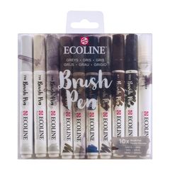 Akvarelna pisala Ecoline Brush Pen Greys | Komplet 10 kosov