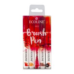 Akvarelna pisala Ecoline Brush Pen Red | Komplet 5 kosov