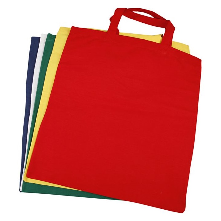 Barvna bombažna nakupovalna torba - 5 kosov