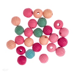 Barvne lesene kroglice spirala 15 mm - 25 kosov