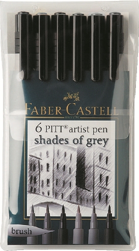 Flomastri Art Pen PITT - set 6 odtenkov sive