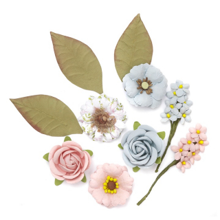 3D papirnati cvetovi in listje / 10-delni set