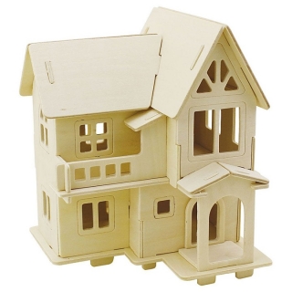 Hišica z balkonom - 3D igrača za sestavljanje