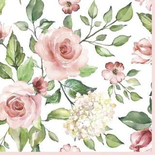 Serviete za decoupage Watercolour Roses with Hydrangea - 1 kos