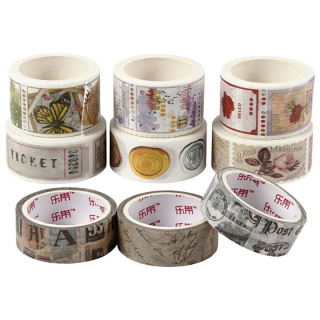 Velik komplet washi trakov - 9 motivov