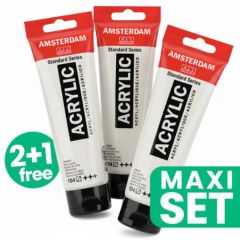 Komplet 3 akrilnih barv Amsterdam - 2 + 1 brezplačno | Titanium White