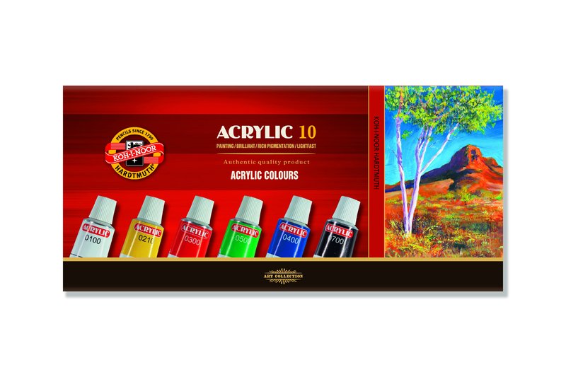 Komplet akrilnih barv KOH-I-NOOR / 10 x 16 ml