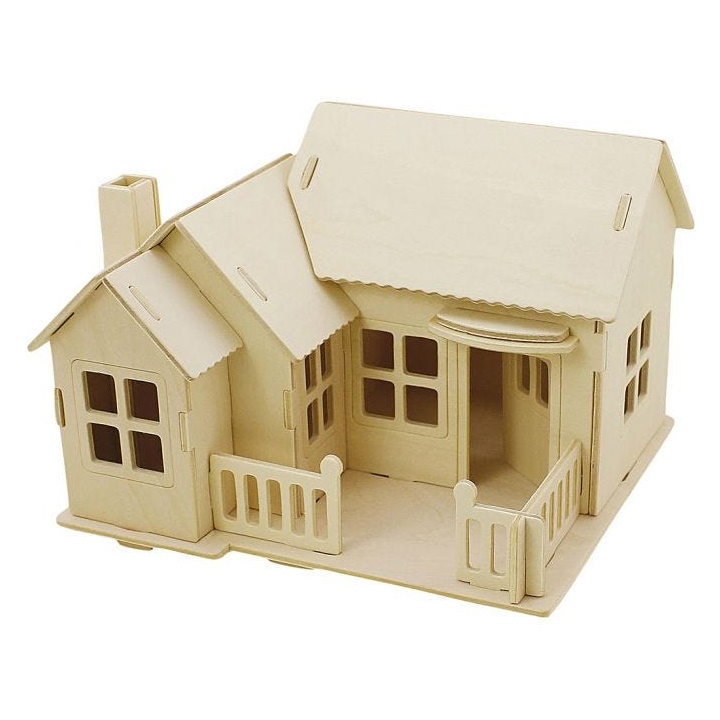 Lesena hišica - 3D igrača za sestavljanje
