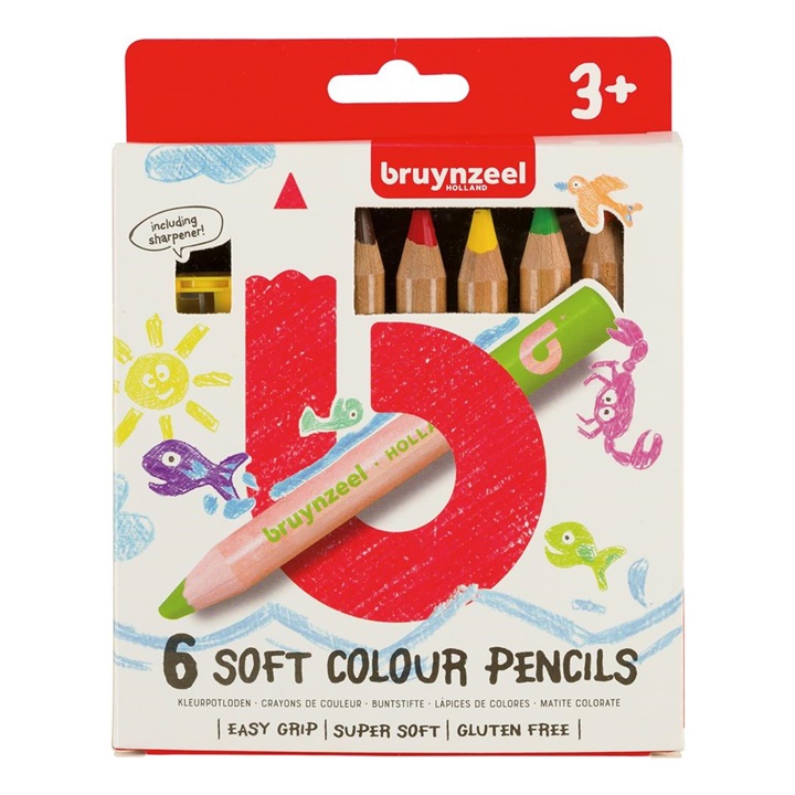 Mehki jumbo barvni svinčniki za otroke Bruynzeel Holland / 6 kosov