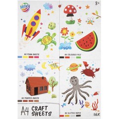 MOXY Komplet listov za obrt A4 - 16 kosov pene, filca, bleščic in tiskanega papirja