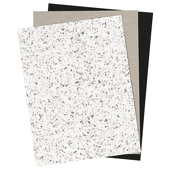 Papir iz umetnega usnja Monochrome - 3 listi, 1 pakiranje