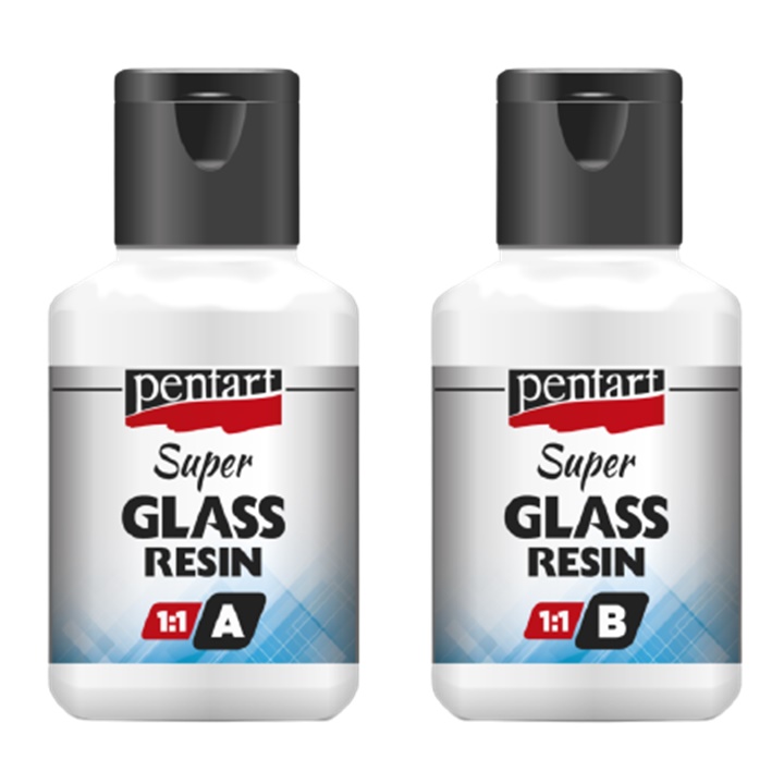 Prozorna smola Super Glass Pentart 1:1 - 2 x 40 ml