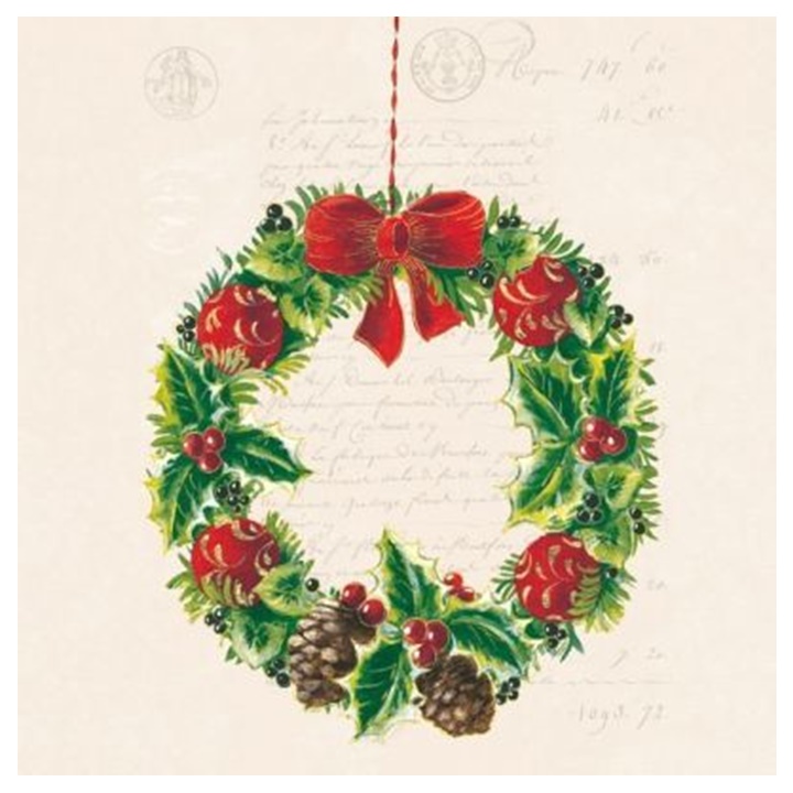 Serviete za decoupage Christmas Wreath - 1 kos