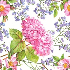 Serviete za decoupage Pink Hydrangea and Forget-Me-Not Flowers - 1 kos