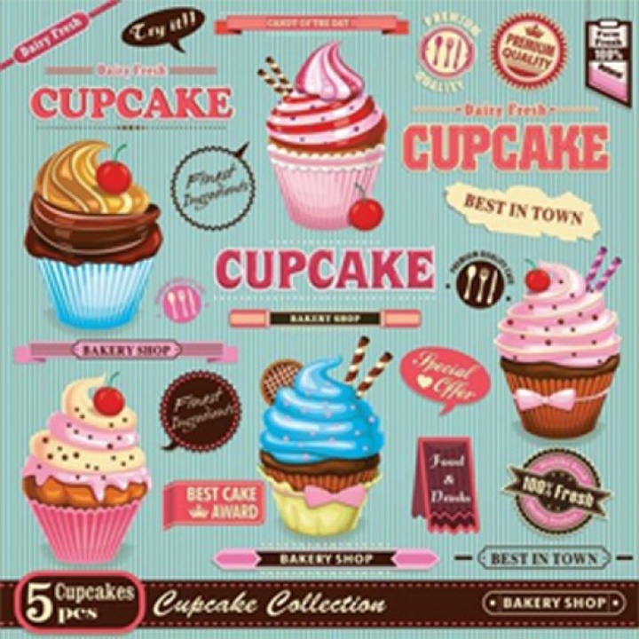 Serviete za decoupage Vintage Cupcake Poster - 1 kos