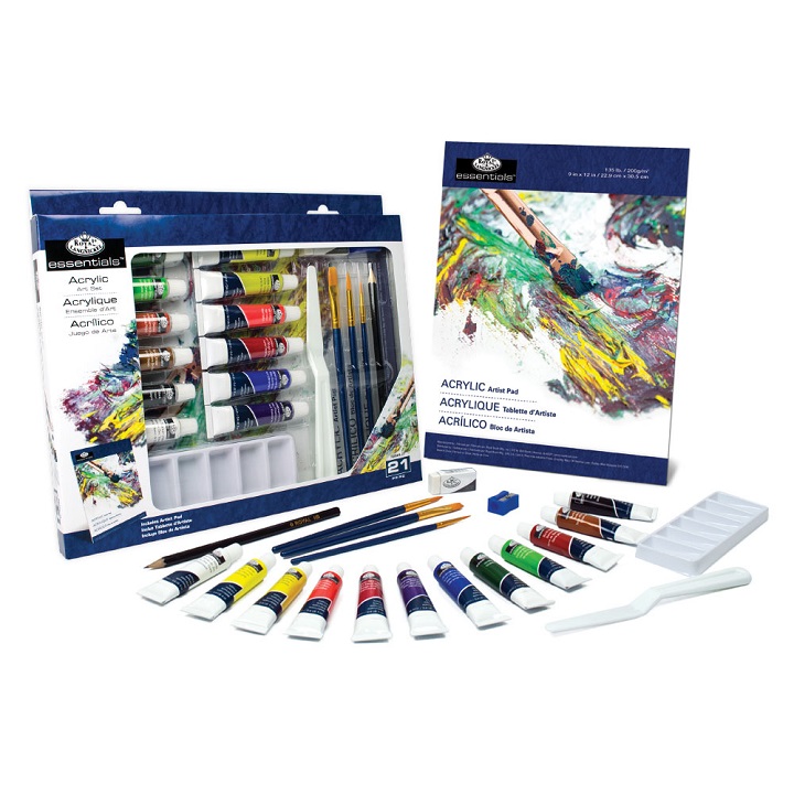 Set akrilnih barv Essentials u kartonski škatli - 21 delni
