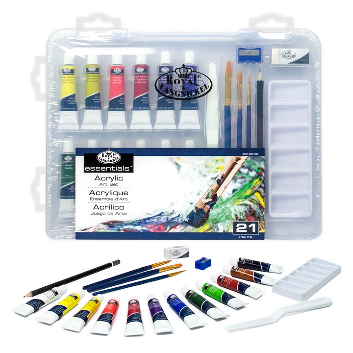 Set akrilnih barv Essentials v kovčku - 21 delni