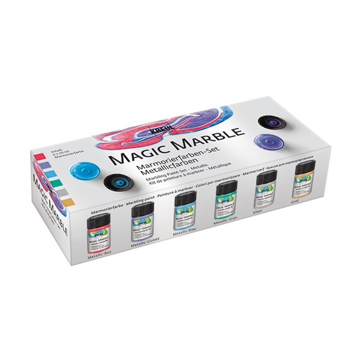 Set barv za marmorni učinek Kreul Magic Marble Metallic 6x20 ml