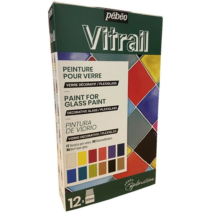 Set barv za steklo Pebeo Vitrail 12 x 20 ml