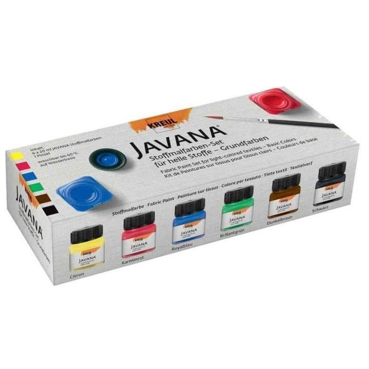Set barv za svetli tekstil JAVANA Basic Colors 6x20 ml