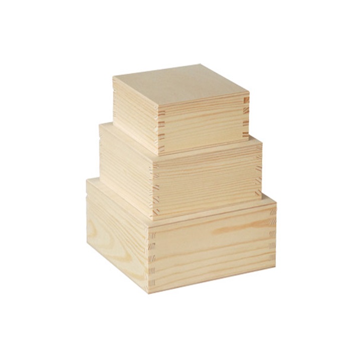 Set lesenih škatel za dekoracij - 3 delni