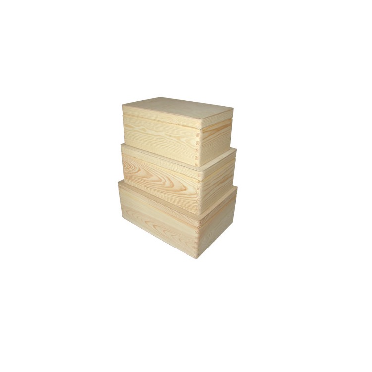 Set lesenih škatel s pokrovom za dekoriranje - 3 kom