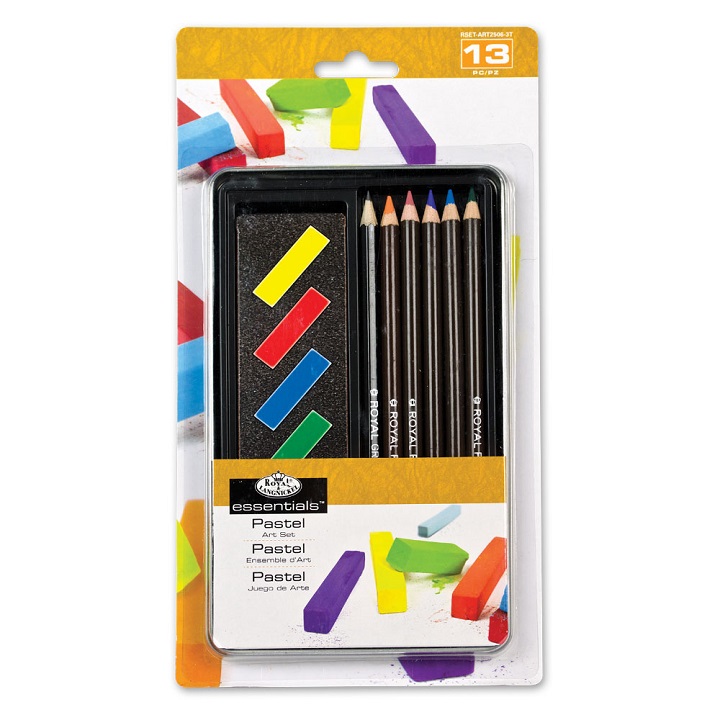 Set za risanje - barvice in pastele Essentials v kovinski škatli - 13 delni