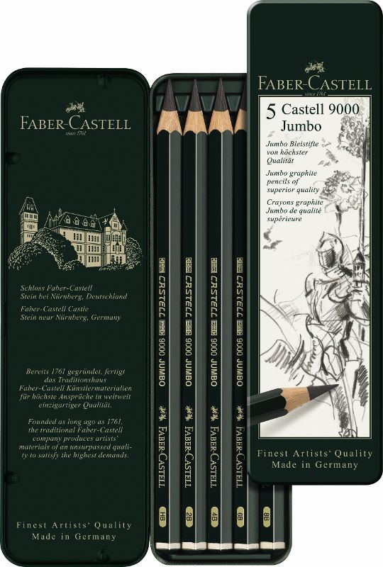Svinčniki CASTELL 9000 Jumbo 5 kosov - kovinska embalaža